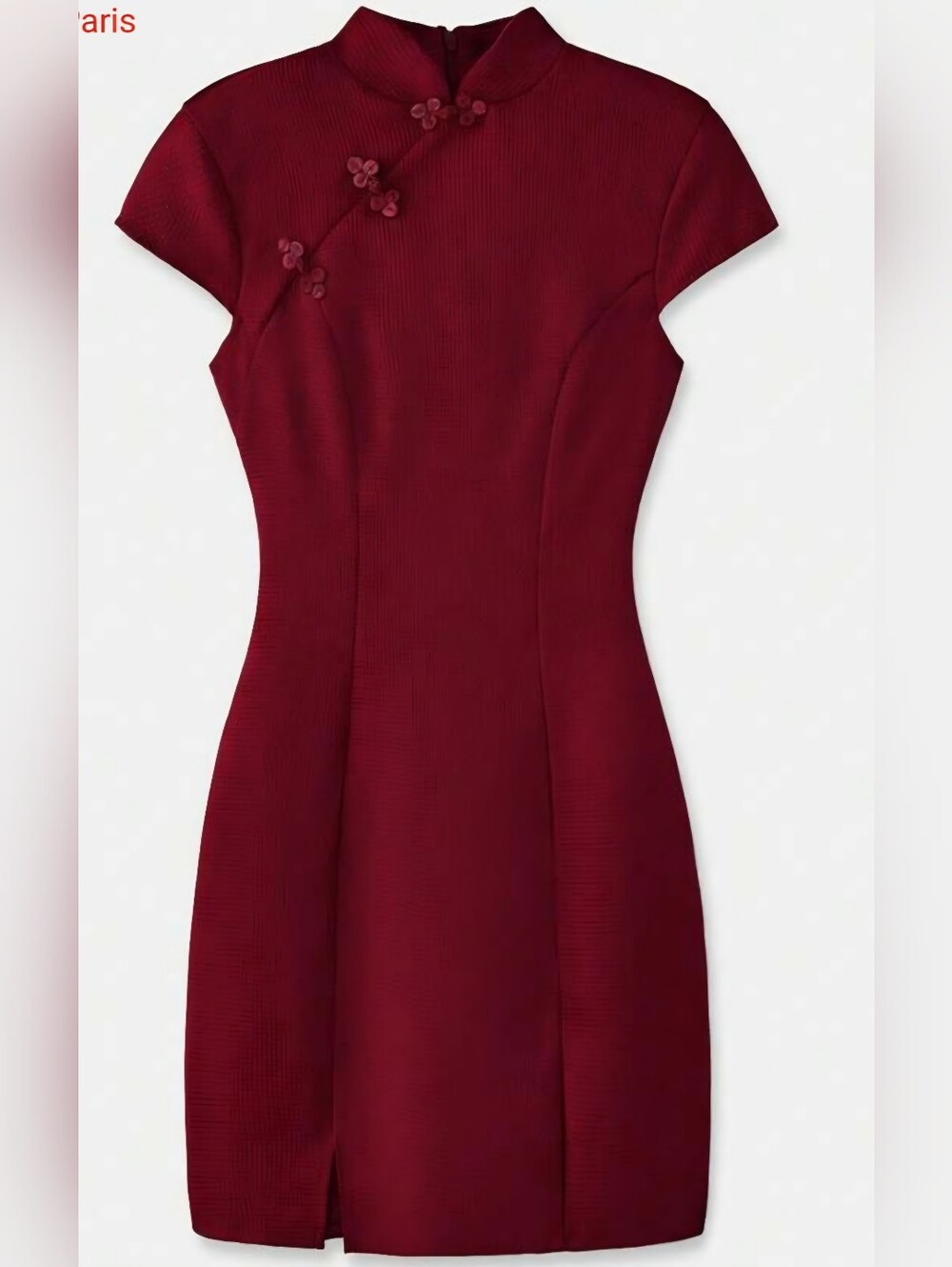 Chinese Cheongsam Mini Dress Rich Red